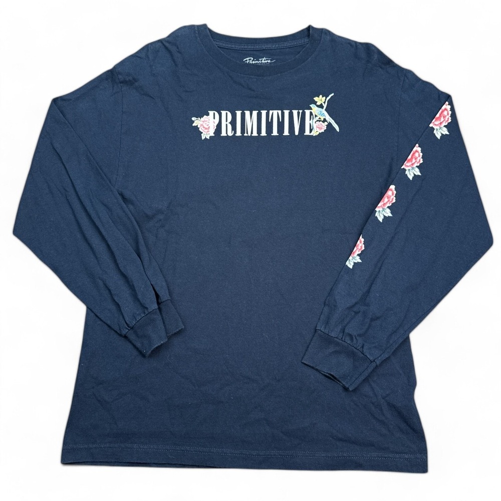 Primitive Skateboarding Tee Shirt Adult Size Medium Blue Sk8 Logo Long Sleeve